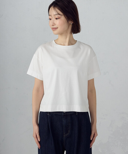 COMME CA ISM(コムサイズム)の「ボックスシルエット クロップド丈Tシャツ(Tシャツ/カットソー・レディース・チャコール/ブラック/サックスブルー/ホワイト/ダークブラウン・X-LARGE/LARGE/MEDIUM/SMALL)」の18枚目の写真