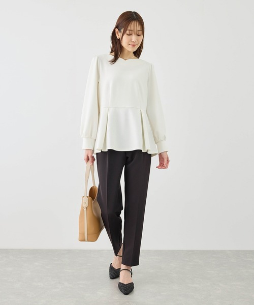 セール】カットジョーゼットハートネックペプラムプルオーバー（T