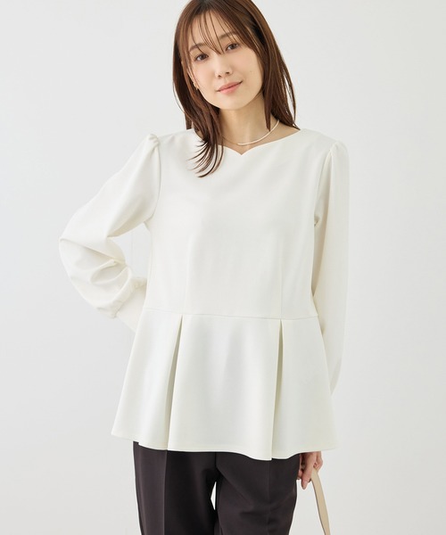 ROPE' PICNIC（ロペピクニック）の「カットジョーゼットハートネックペプラムプルオーバー（Tシャツ/カットソー・レディース・キナリ/ネイビー・FREE）」の5枚目の写真