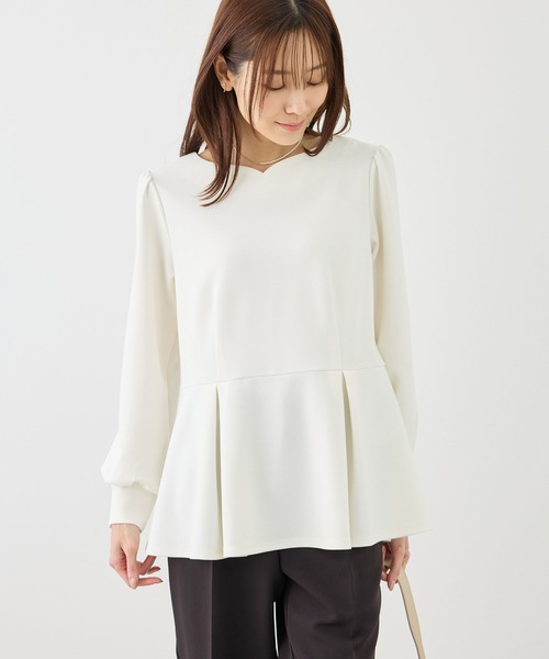 ROPE' PICNIC（ロペピクニック）の「カットジョーゼットハートネックペプラムプルオーバー（Tシャツ/カットソー・レディース・キナリ/ネイビー・FREE）」の6枚目の写真