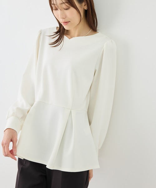 ROPE' PICNIC（ロペピクニック）の「カットジョーゼットハートネックペプラムプルオーバー（Tシャツ/カットソー・レディース・キナリ/ネイビー・FREE）」の8枚目の写真