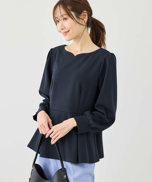 ROPE' PICNIC（ロペピクニック）の「カットジョーゼットハートネックペプラムプルオーバー（Tシャツ/カットソー・レディース・キナリ/ネイビー・FREE）」の9枚目の写真