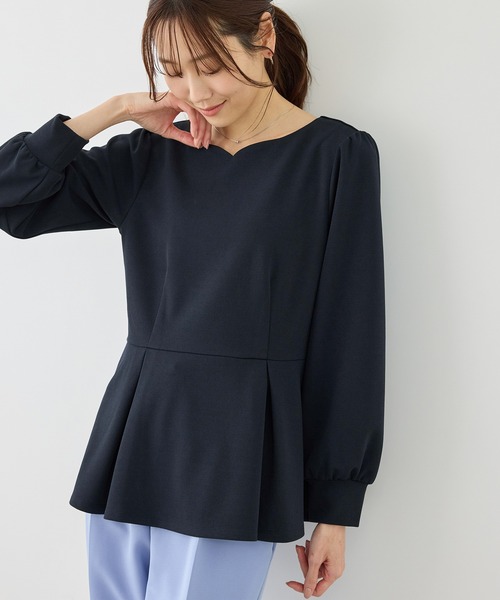 ROPE' PICNIC（ロペピクニック）の「カットジョーゼットハートネックペプラムプルオーバー（Tシャツ/カットソー・レディース・キナリ/ネイビー・FREE）」の12枚目の写真