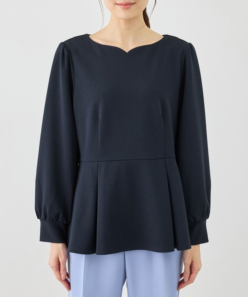 ROPE' PICNIC（ロペピクニック）の「カットジョーゼットハートネックペプラムプルオーバー（Tシャツ/カットソー・レディース・キナリ/ネイビー・FREE）」の14枚目の写真