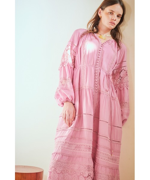 Estella.K(エステラケー)の「Nora Lace Trim Dress 2 レース切り替えティーアードドレス 2(ワンピース・レディース・ピンク/サックスブルー/ホワイト系その他・FREE)」の8枚目の写真