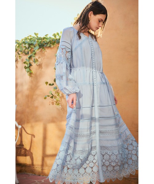 Estella.K(エステラケー)の「Nora Lace Trim Dress 2 レース切り替えティーアードドレス 2(ワンピース・レディース・ピンク/サックスブルー/ホワイト系その他・FREE)」の22枚目の写真