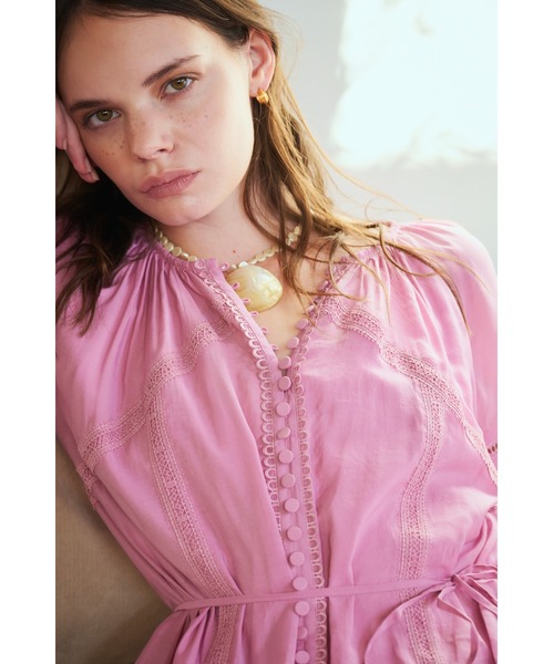 Estella.K(エステラケー)の「Nora Lace Trim Dress 2 レース切り替えティーアードドレス 2(ワンピース・レディース・ピンク/サックスブルー/ホワイト系その他・FREE)」の12枚目の写真