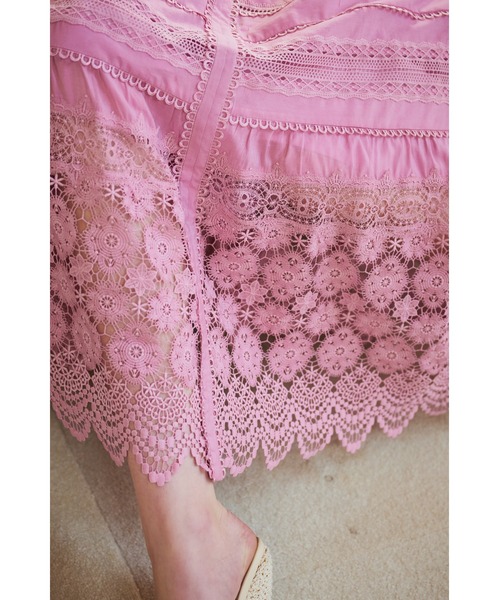 Estella.K(エステラケー)の「Nora Lace Trim Dress 2 レース切り替えティーアードドレス 2(ワンピース・レディース・ピンク/サックスブルー/ホワイト系その他・FREE)」の15枚目の写真