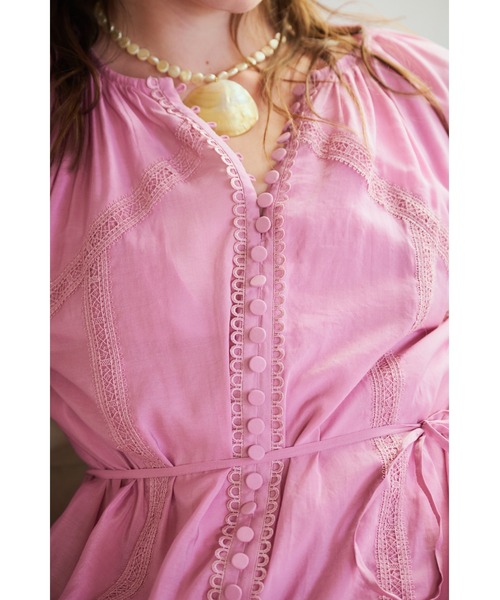 Estella.K(エステラケー)の「Nora Lace Trim Dress 2 レース切り替えティーアードドレス 2(ワンピース・レディース・ピンク/サックスブルー/ホワイト系その他・FREE)」の16枚目の写真