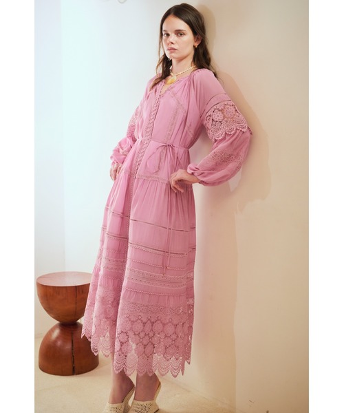 Estella.K(エステラケー)の「Nora Lace Trim Dress 2 レース切り替えティーアードドレス 2(ワンピース・レディース・ピンク/サックスブルー/ホワイト系その他・FREE)」の18枚目の写真