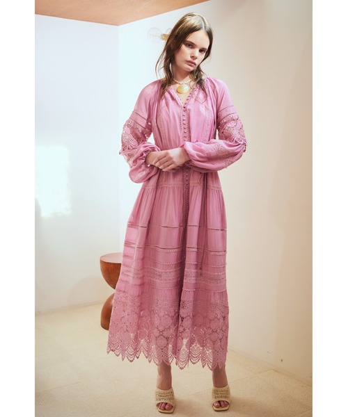 Estella.K(エステラケー)の「Nora Lace Trim Dress 2 レース切り替えティーアードドレス 2(ワンピース・レディース・ピンク/サックスブルー/ホワイト系その他・FREE)」の19枚目の写真