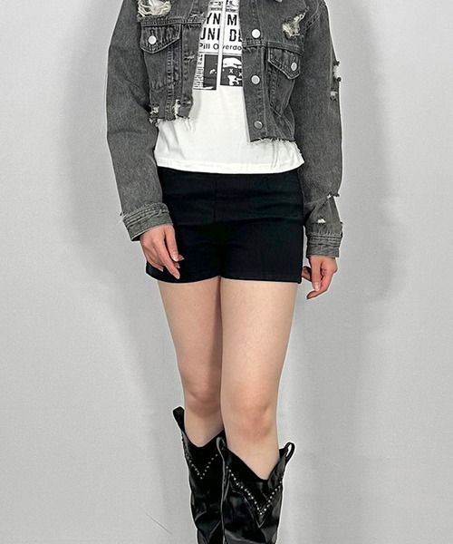 ブラックハイウエストショートパンツ/【ブラックショートパンツ
