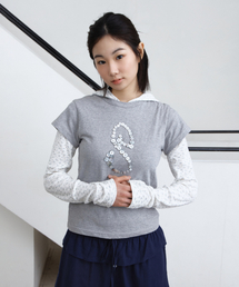 PARAKEET（パラキート）の「シェルボタンT（メランジグレー）（Tシャツ/カットソー）」