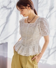 mysty woman | 総レースぺプラムブラウス　666035(シャツ/ブラウス)