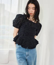mysty woman | 総レースぺプラムブラウス　666035(シャツ/ブラウス)