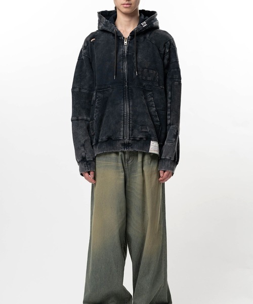 Maison MIHARA YASUHIRO（メゾンミハラヤスヒロ）の「【MIHARAYASUHIRO/ミハラヤスヒロ】Bleached Repair Zip-Up Hoodie / A16PK541 ZIP UP PARKA（パーカー・メンズ・グレー/ブラック・44/48/46）」の16枚目の写真