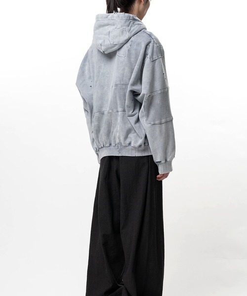 Maison MIHARA YASUHIRO（メゾンミハラヤスヒロ）の「【MIHARAYASUHIRO/ミハラヤスヒロ】Bleached Repair Zip-Up Hoodie / A16PK541 ZIP UP PARKA（パーカー・メンズ・グレー/ブラック・44/48/46）」の11枚目の写真