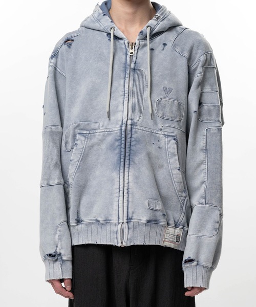 Maison MIHARA YASUHIRO（メゾンミハラヤスヒロ）の「【MIHARAYASUHIRO/ミハラヤスヒロ】Bleached Repair Zip-Up Hoodie / A16PK541 ZIP UP PARKA（パーカー・メンズ・グレー/ブラック・44/48/46）」の12枚目の写真