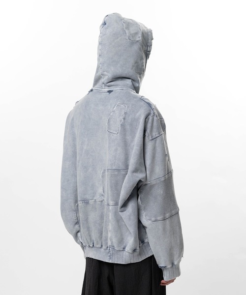 Maison MIHARA YASUHIRO（メゾンミハラヤスヒロ）の「【MIHARAYASUHIRO/ミハラヤスヒロ】Bleached Repair Zip-Up Hoodie / A16PK541 ZIP UP PARKA（パーカー・メンズ・グレー/ブラック・44/48/46）」の13枚目の写真