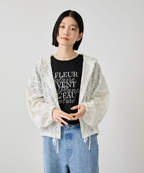 Mac-House(マックハウス)の「【Idnes/ イドネス 】 レース フード ブラウス(シャツ/ブラウス・レディース・ブラック/オフホワイト・FREE)」の1枚目の写真
