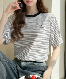 ミジンコボーダー 胸刺繍ロゴ 半袖Tシャツ