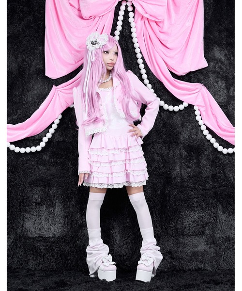 AVENCHUMU(アバンチュウム)の「Lolita skull print tiered cami one-piece(ワンピース・レディース・ブラック/ブラック×ピンク/ホワイト×ピンク・FREE)」の9枚目の写真
