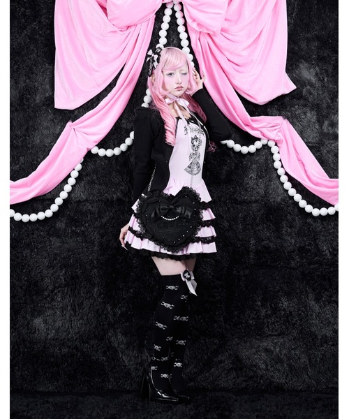 AVENCHUMU(アバンチュウム)の「Lolita skull print tiered cami one-piece(ワンピース・レディース・ブラック/ブラック×ピンク/ホワイト×ピンク・FREE)」の11枚目の写真
