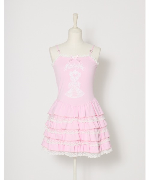 AVENCHUMU(アバンチュウム)の「Lolita skull print tiered cami one-piece(ワンピース・レディース・ブラック/ブラック×ピンク/ホワイト×ピンク・FREE)」の19枚目の写真