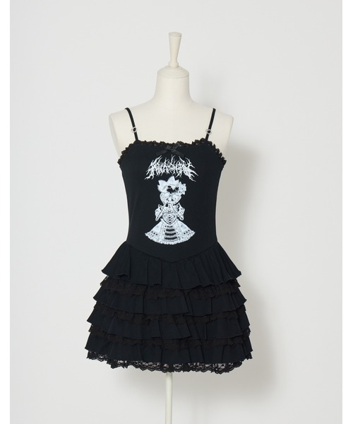 AVENCHUMU(アバンチュウム)の「Lolita skull print tiered cami one-piece(ワンピース・レディース・ブラック/ブラック×ピンク/ホワイト×ピンク・FREE)」の22枚目の写真