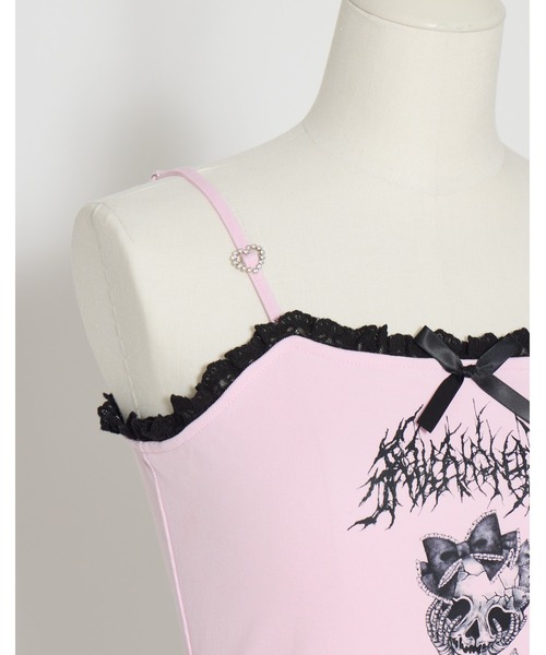 AVENCHUMU(アバンチュウム)の「Lolita skull print tiered cami one-piece(ワンピース・レディース・ブラック/ブラック×ピンク/ホワイト×ピンク・FREE)」の16枚目の写真