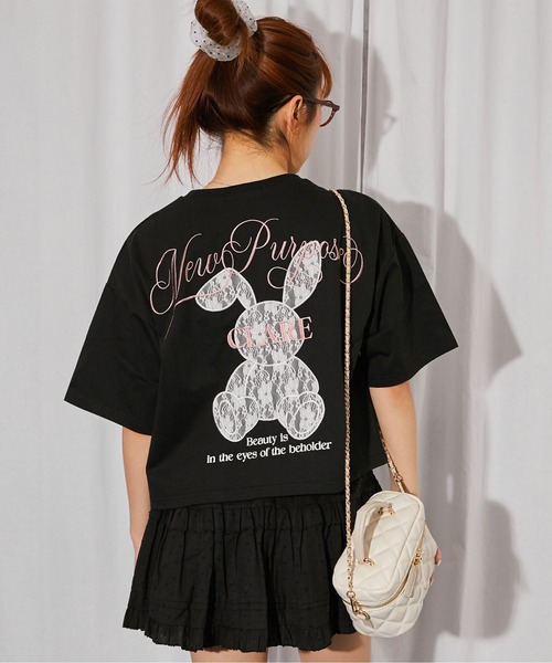 GORGE(ゴージ)の「《レースバニー》バックプリントTシャツ/ストリート×Y2K/春夏/全3色(Tシャツ/カットソー・レディース・ピンク/オフホワイト/ブラック・F)」の2枚目の写真