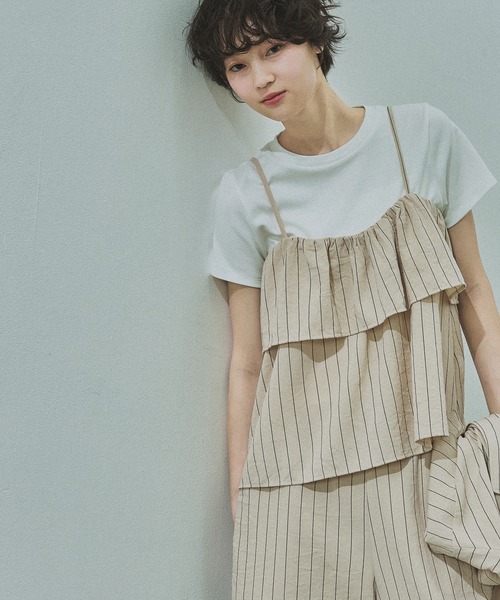 LAKOLE（ラコレ）の「リネンライクティアードキャミ / 657242（キャミソール・レディース・ライトグリーン/チャコール/アイボリー/グレイッシュベージュ・FREE）」の2枚目の写真