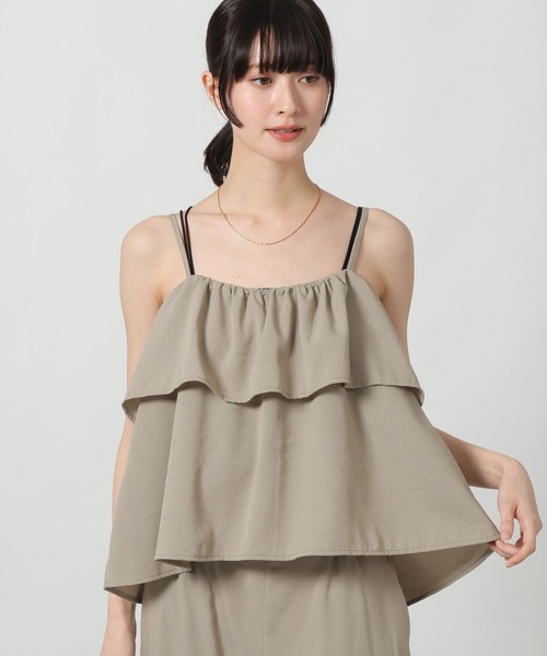LAKOLE（ラコレ）の「リネンライクティアードキャミ / 657242（キャミソール・レディース・ライトグリーン/チャコール/アイボリー/グレイッシュベージュ・FREE）」の10枚目の写真