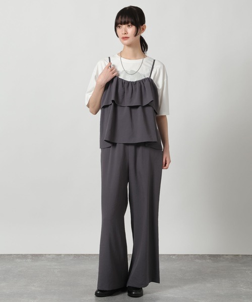 LAKOLE（ラコレ）の「リネンライクティアードキャミ / 657242（キャミソール・レディース・ライトグリーン/チャコール/アイボリー/グレイッシュベージュ・FREE）」の5枚目の写真