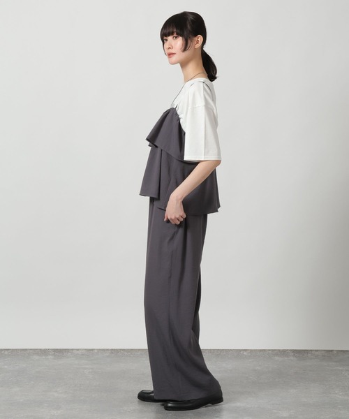 LAKOLE（ラコレ）の「リネンライクティアードキャミ / 657242（キャミソール・レディース・ライトグリーン/チャコール/アイボリー/グレイッシュベージュ・FREE）」の6枚目の写真