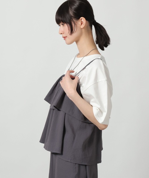 LAKOLE（ラコレ）の「リネンライクティアードキャミ / 657242（キャミソール・レディース・ライトグリーン/チャコール/アイボリー/グレイッシュベージュ・FREE）」の8枚目の写真