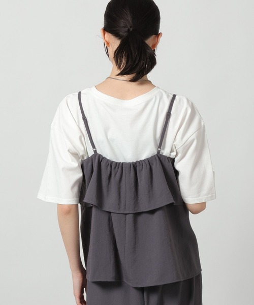 LAKOLE（ラコレ）の「リネンライクティアードキャミ / 657242（キャミソール・レディース・ライトグリーン/チャコール/アイボリー/グレイッシュベージュ・FREE）」の9枚目の写真