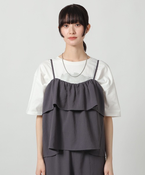 LAKOLE（ラコレ）の「リネンライクティアードキャミ / 657242（キャミソール・レディース・ライトグリーン/チャコール/アイボリー/グレイッシュベージュ・FREE）」の12枚目の写真