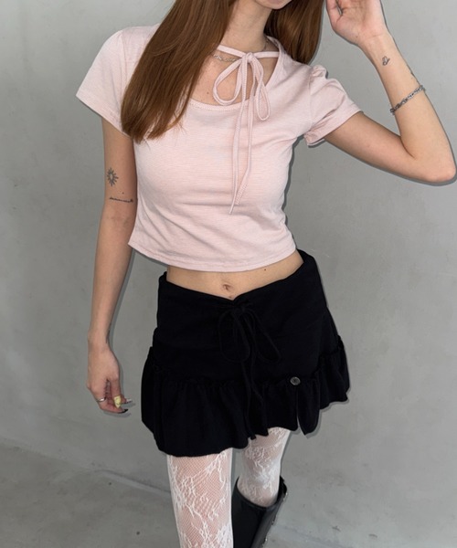 Bamm(バム)の「ストレッチフリルミニスカート(スカート・レディース・ブラック/グレー・FREE)」の5枚目の写真
