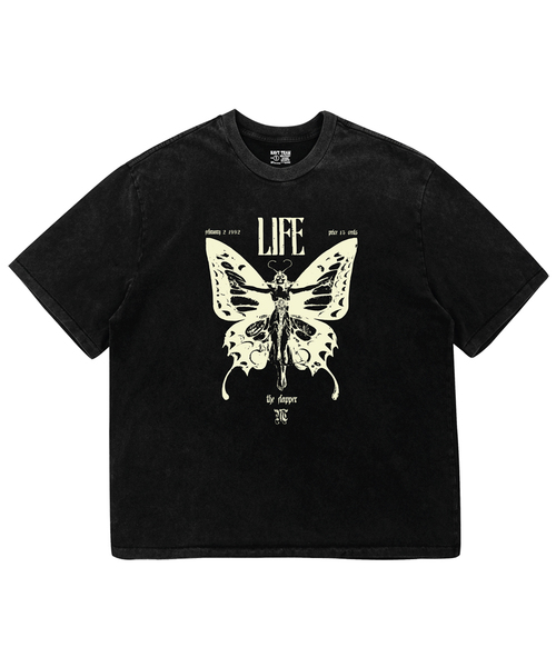 NAVYTEAM(ネイビーチーム)の「LIFE ピグメントダイング半袖Tシャツ(Tシャツ/カットソー・レディース・ブラック×ベージュ/ブラック×グレー・1/2/3)」の1枚目の写真