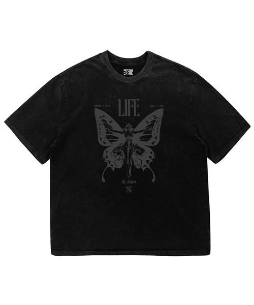 NAVYTEAM(ネイビーチーム)の「LIFE ピグメントダイング半袖Tシャツ(Tシャツ/カットソー・レディース・ブラック×ベージュ/ブラック×グレー・1/2/3)」の2枚目の写真