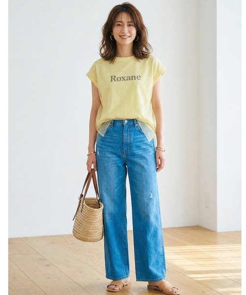 MULEXS(ミューレクス)の「Roxane チュールレイヤードロゴTシャツ レディース フレンチスリーブ シアー切替 ゆったり体型カバー 半袖トップス(Tシャツ/カットソー・レディース・ネイビー/イエロー/ホワイト・M/L)」の19枚目の写真