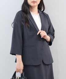 【L~6L 大きいサイズ】【イージーケア・吸水速乾・接触冷感】リネンライクオックスセットアップジャケット
