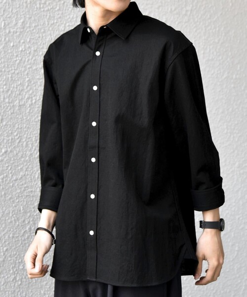 SHIPS any:〈接触冷感/ストレッチ〉360° THE CIRCLE STRETCH リネン ミックス 7分袖 レギュラー シャツ(セットアップ対応)◆