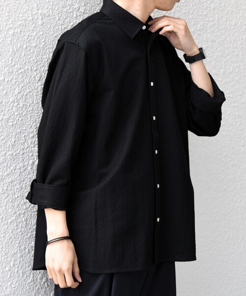 SHIPS any:〈接触冷感/ストレッチ〉360° THE CIRCLE STRETCH リネン ミックス 7分袖 レギュラー シャツ(セットアップ対応)◆