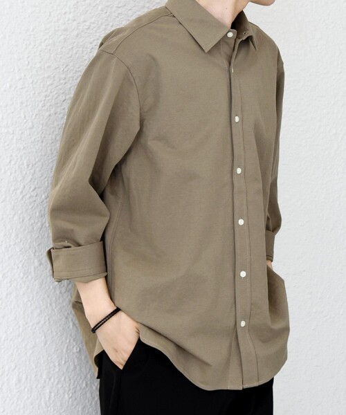 SHIPS any:〈接触冷感/ストレッチ〉360° THE CIRCLE STRETCH リネン ミックス 7分袖 レギュラー シャツ(セットアップ対応)◆