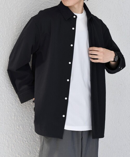 SHIPS any:〈接触冷感/ストレッチ〉360° THE CIRCLE STRETCH リネン ミックス 7分袖 レギュラー シャツ(セットアップ対応)◆