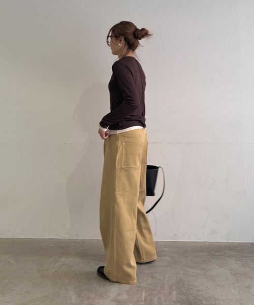 ISOOK(アイスー)の「コットンワイドタックパンツ(chiica select) / チノパンツ コットンパンツ カジュアルパンツ ワイドパンツ(チノパンツ・レディース・ブラック/ベージュ/アイボリー・M/S)」の6枚目の写真