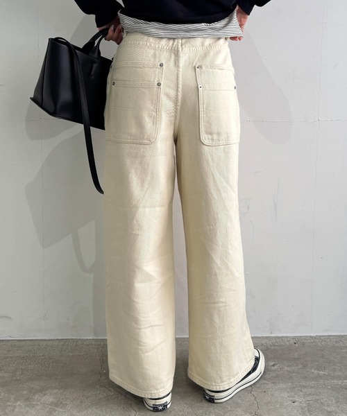 ISOOK(アイスー)の「コットンワイドタックパンツ(chiica select) / チノパンツ コットンパンツ カジュアルパンツ ワイドパンツ(チノパンツ・レディース・ブラック/ベージュ/アイボリー・M/S)」の7枚目の写真