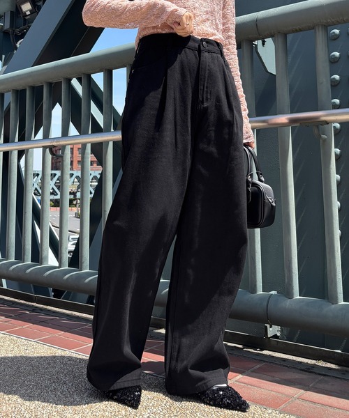 ISOOK(アイスー)の「コットンワイドタックパンツ(chiica select) / チノパンツ コットンパンツ カジュアルパンツ ワイドパンツ(チノパンツ・レディース・ブラック/ベージュ/アイボリー・M/S)」の20枚目の写真